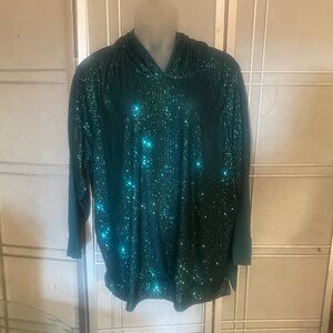 Ravel Teal Long Sleeve Sequin Top